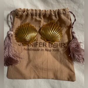 Jennifer Behr Gold Shell clip on earrings.